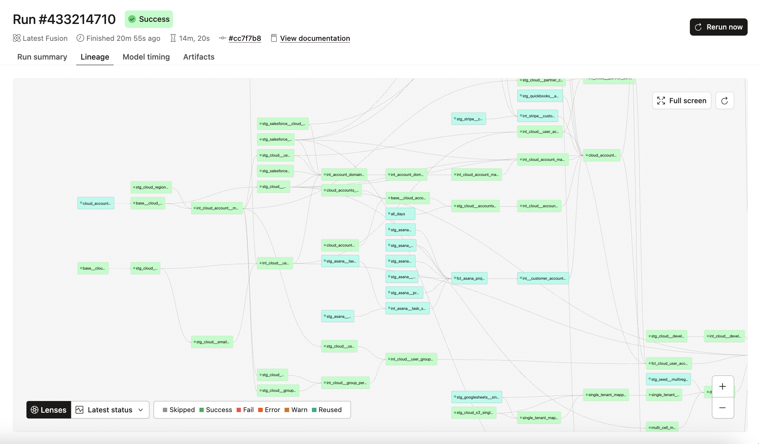 Latest status lens showing reused models